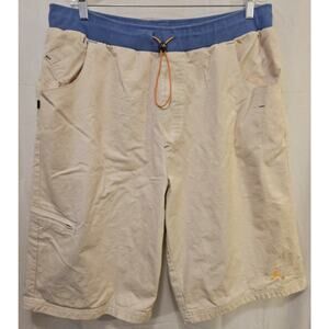 Vintage Men's Air Jordan Denim Shorts Cream w/Blue Waist Band Orange Trim Sz XXL